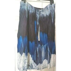 ELK A Line Skirt Size S/M Viscose Blue Waterprint Pockets Abstract Art To Wear